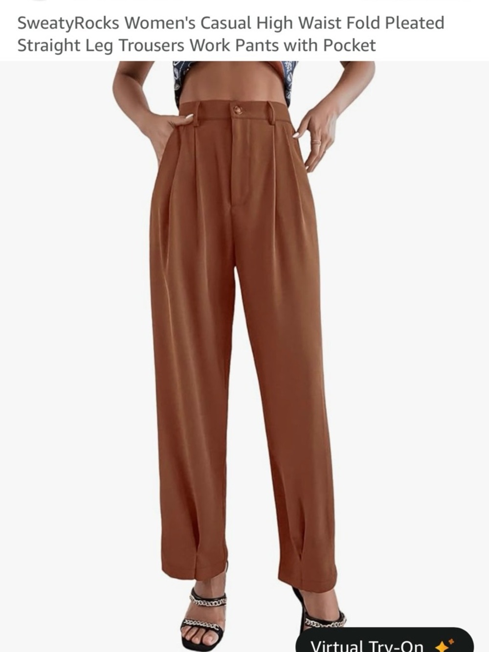 Women's High-Waist Pleated Straight-Leg Pants — Brown